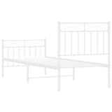 Cadre de lit métal sans matelas avec pied de lit blanc 75x190cm