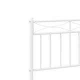 Cadre de lit métal sans matelas avec pied de lit blanc 75x190cm