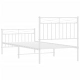 Cadre de lit métal sans matelas avec pied de lit blanc 90x200cm