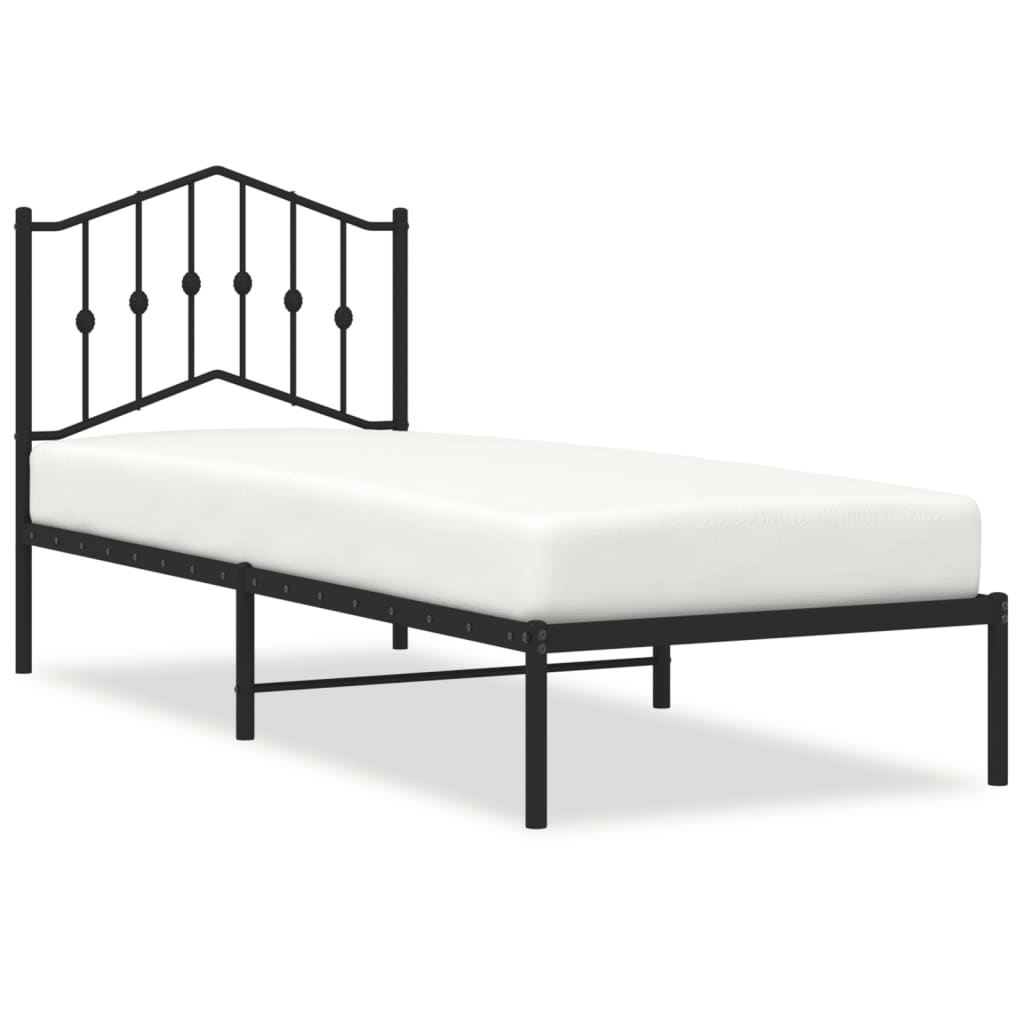 Cadre de lit métal sans matelas avec tête de lit noir 80x200 cm