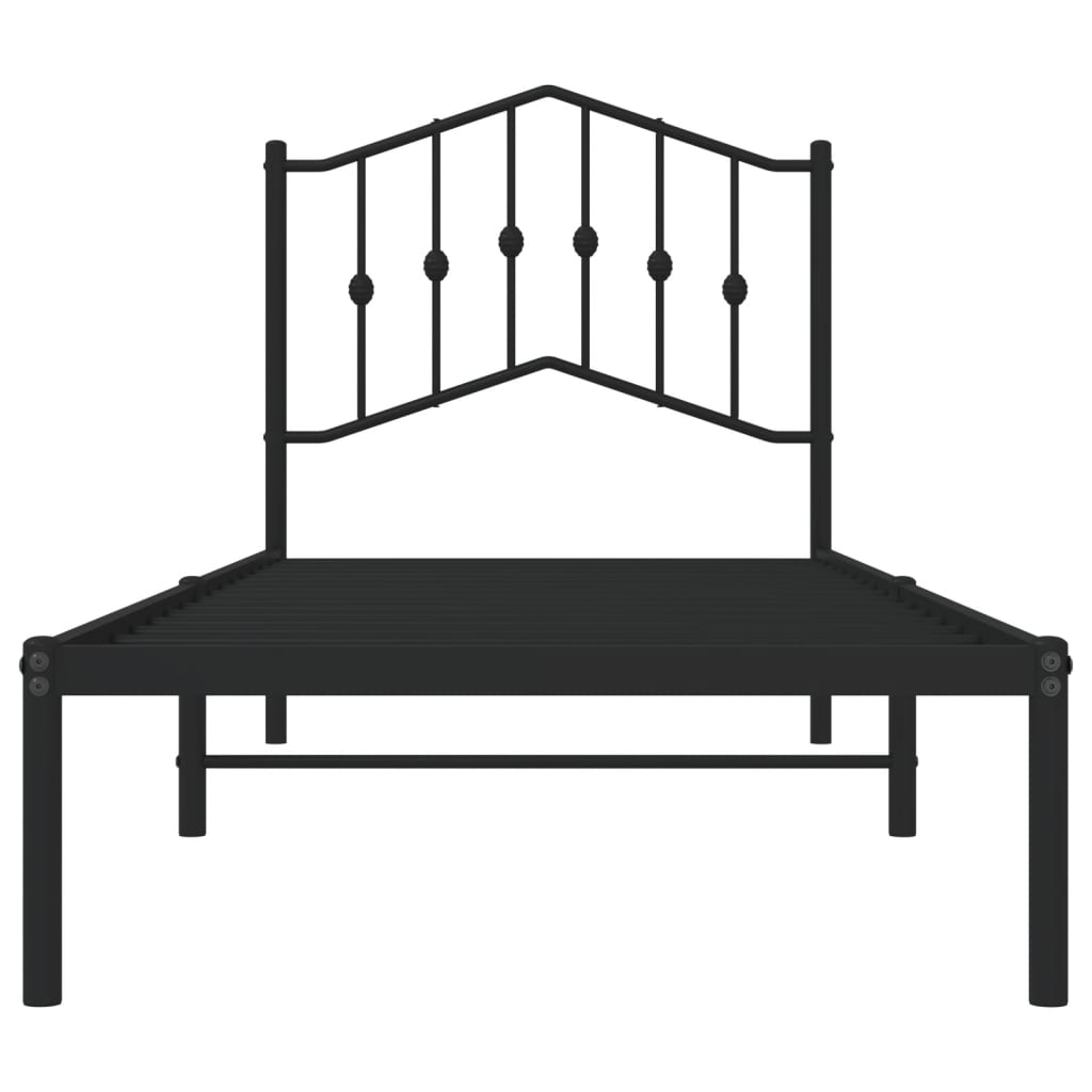 Cadre de lit métal sans matelas avec tête de lit noir 80x200 cm