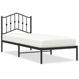 Cadre de lit métal sans matelas avec tête de lit noir 90x200 cm