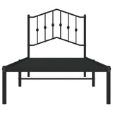 Cadre de lit métal sans matelas avec tête de lit noir 90x200 cm