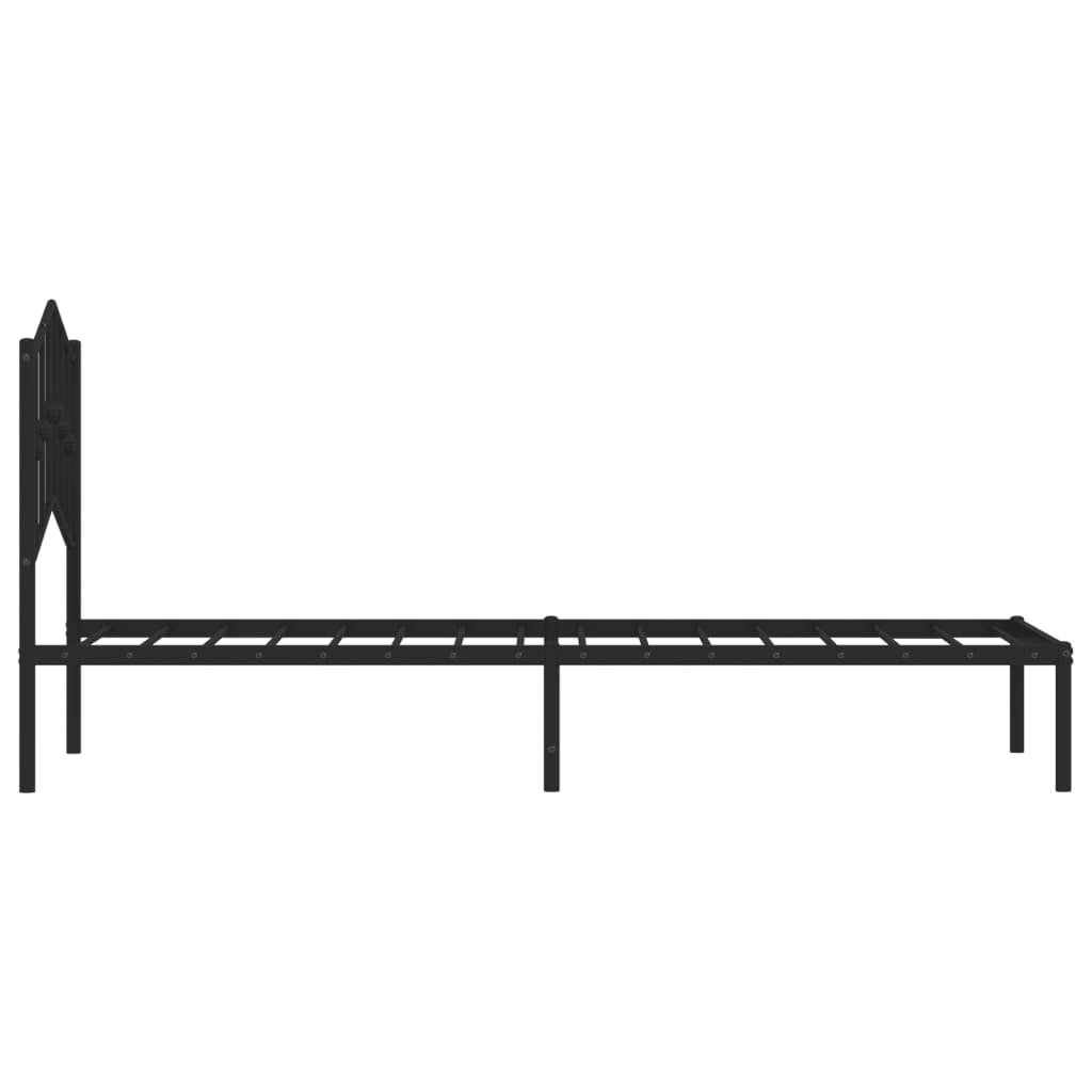 Cadre de lit métal sans matelas avec tête de lit noir 90x200 cm