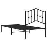 Cadre de lit métal sans matelas avec tête de lit noir 90x200 cm