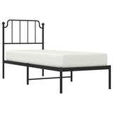 Cadre de lit métal sans matelas avec tête de lit noir 75x190 cm