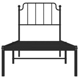 Cadre de lit métal sans matelas avec tête de lit noir 75x190 cm