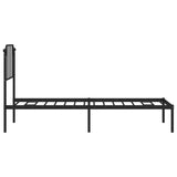 Cadre de lit métal sans matelas avec tête de lit noir 75x190 cm