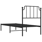 Cadre de lit métal sans matelas avec tête de lit noir 75x190 cm