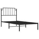 Cadre de lit métal sans matelas avec tête de lit noir 90x200 cm