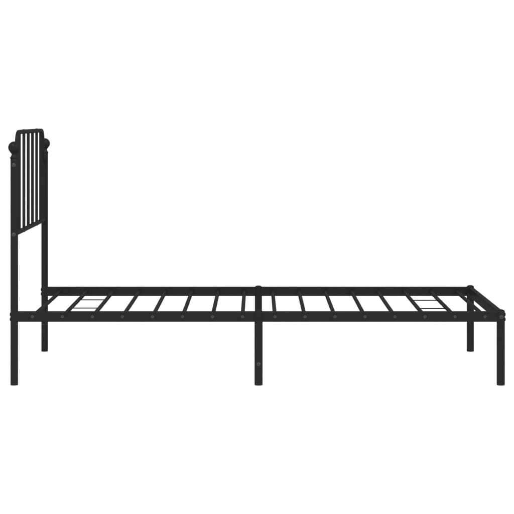 Cadre de lit métal sans matelas avec tête de lit noir 90x200 cm