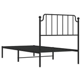 Cadre de lit métal sans matelas avec tête de lit noir 90x200 cm