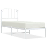 Cadre de lit métal sans matelas avec tête de lit blanc 75x190cm