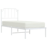 Cadre de lit métal sans matelas avec tête de lit blanc 75x190cm