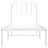 Cadre de lit métal sans matelas avec tête de lit blanc 75x190cm