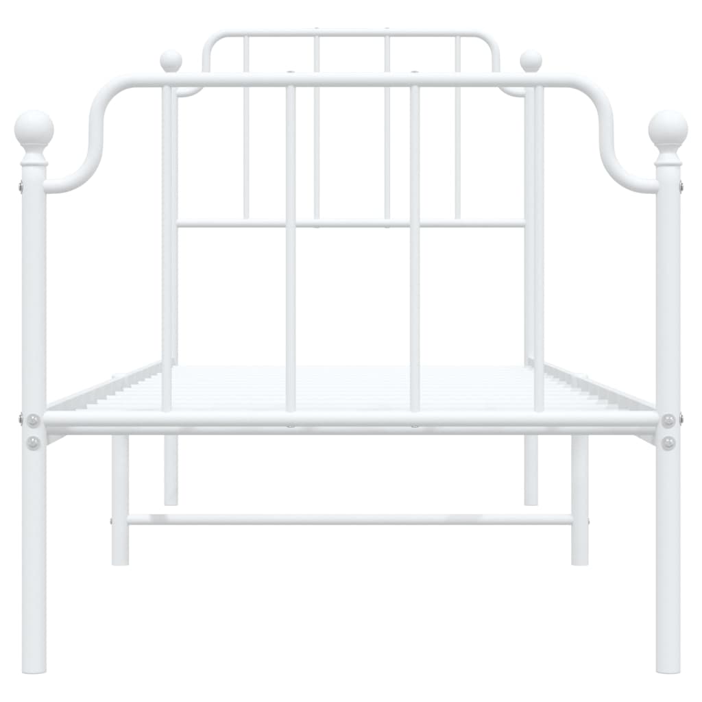 Cadre de lit métal sans matelas avec pied de lit blanc 80x200cm