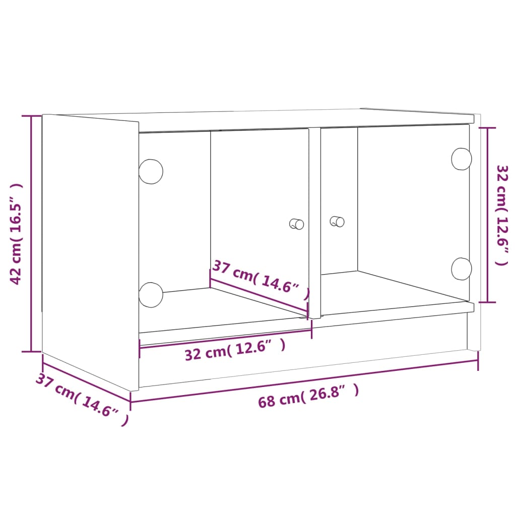 Meuble TV avec portes en verre chêne sonoma 68x37x42 cm