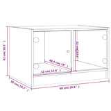 Table basse avec portes en verre blanc 68x50x42 cm