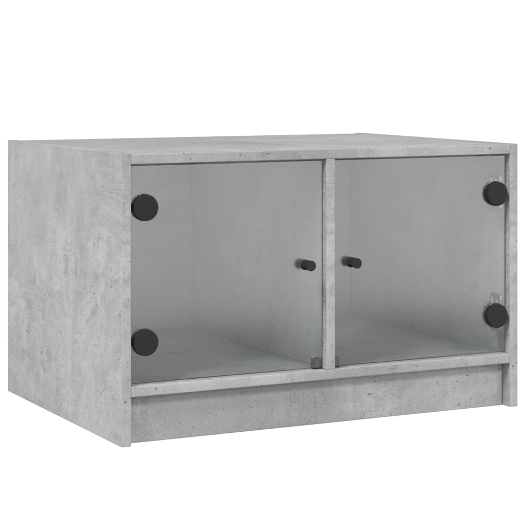 Coffee table with concrete gray glass doors 68x50x42 cm