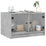 Coffee table with concrete gray glass doors 68x50x42 cm