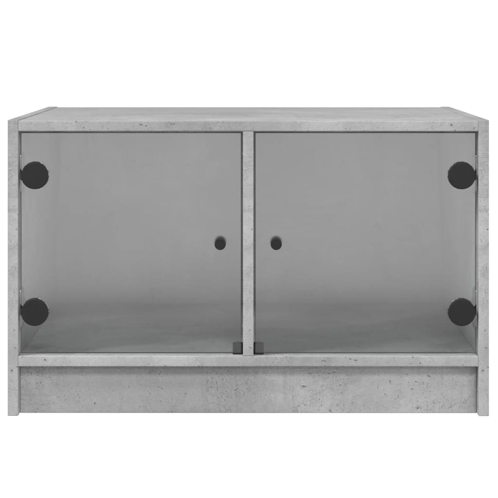 Coffee table with concrete gray glass doors 68x50x42 cm