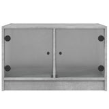 Coffee table with concrete gray glass doors 68x50x42 cm