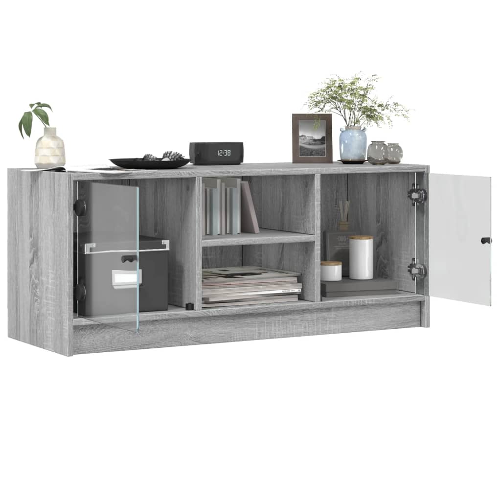 Meuble TV avec portes en verre sonoma gris 102x37x42 cm