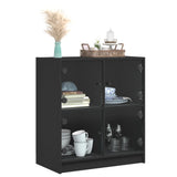 Armoire latérale avec portes en verre noir 68x37x75,5 cm