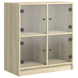 Side cabinet with glass doors sonoma oak 68x37x75.5cm