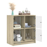 Side cabinet with glass doors sonoma oak 68x37x75.5cm