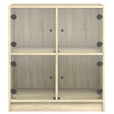 Side cabinet with glass doors sonoma oak 68x37x75.5cm