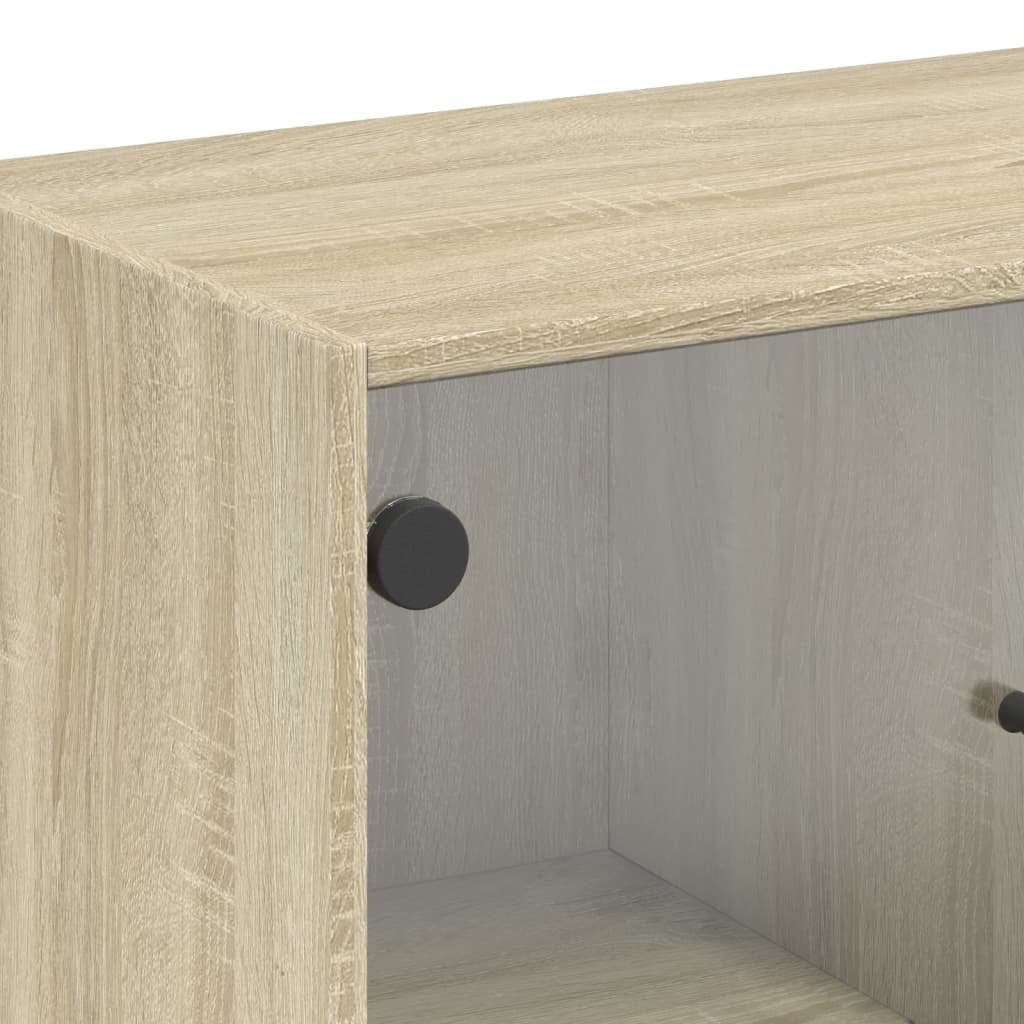 Side cabinet with glass doors sonoma oak 68x37x75.5cm