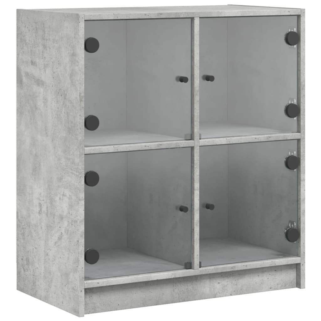 Beistellschrank mit betongrauen Glastüren 68x37x75,5 cm