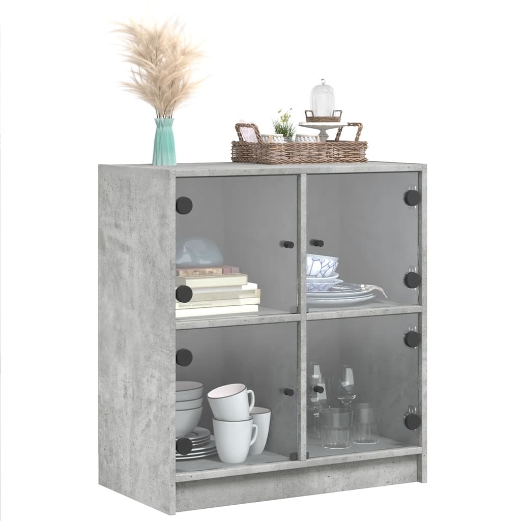 Side cabinet with concrete gray glass doors 68x37x75.5 cm