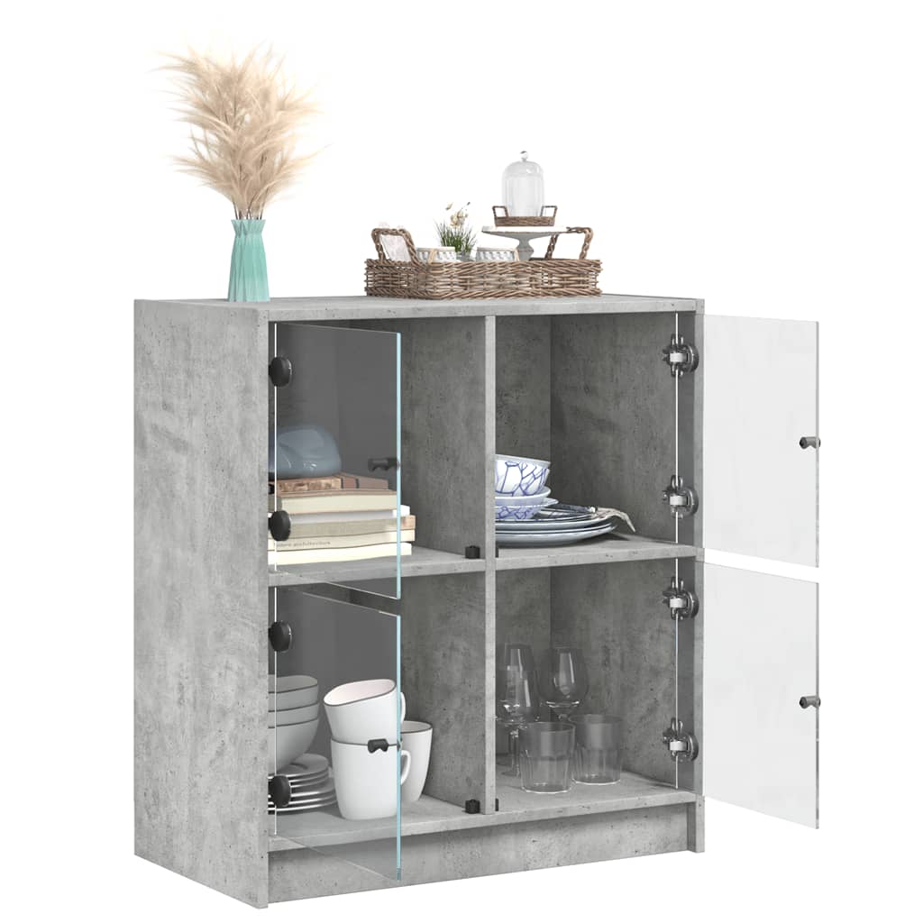 Side cabinet with concrete gray glass doors 68x37x75.5 cm