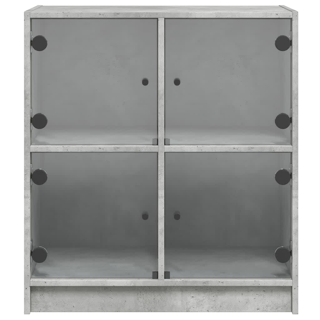 Beistellschrank mit betongrauen Glastüren 68x37x75,5 cm