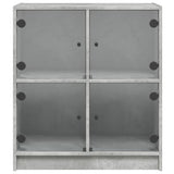 Side cabinet with concrete gray glass doors 68x37x75.5 cm