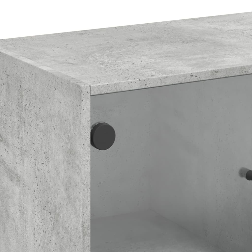 Side cabinet with concrete gray glass doors 68x37x75.5 cm