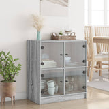 Side cabinet with glass doors sonoma gray 68x37x75.5 cm