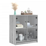 Side cabinet with glass doors sonoma gray 68x37x75.5 cm