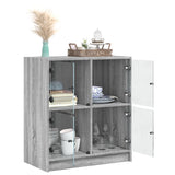 Side cabinet with glass doors sonoma gray 68x37x75.5 cm