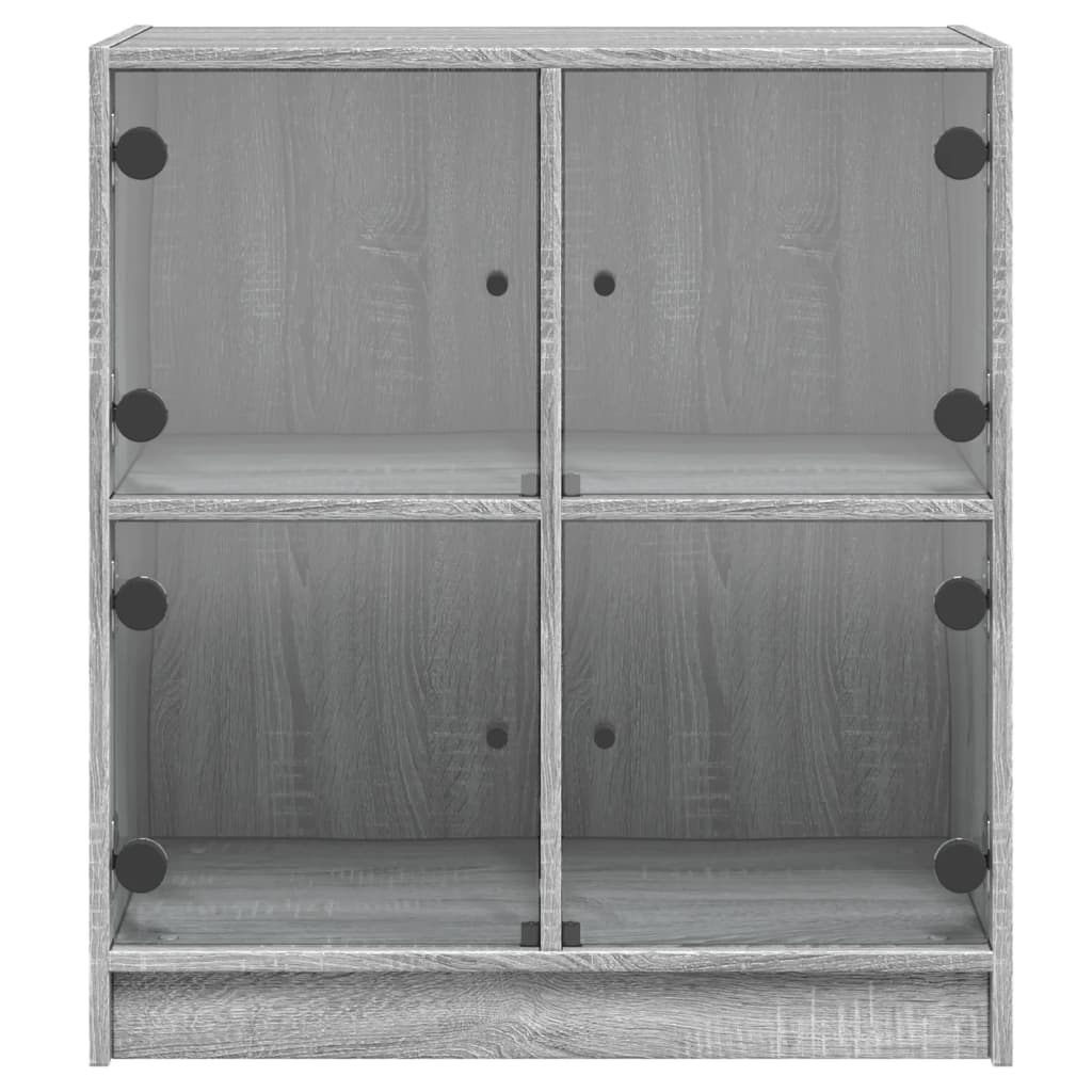 Side cabinet with glass doors sonoma gray 68x37x75.5 cm