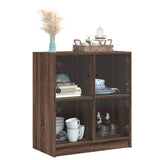 Side cabinet with glass doors brown oak 68x37x75.5cm