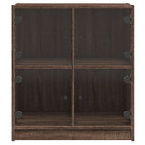 Side cabinet with glass doors brown oak 68x37x75.5cm