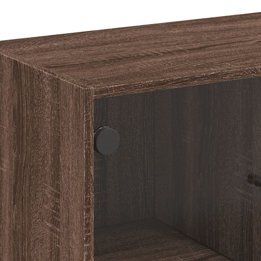 Side cabinet with glass doors brown oak 68x37x75.5cm