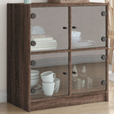 Side cabinet with glass doors brown oak 68x37x75.5cm