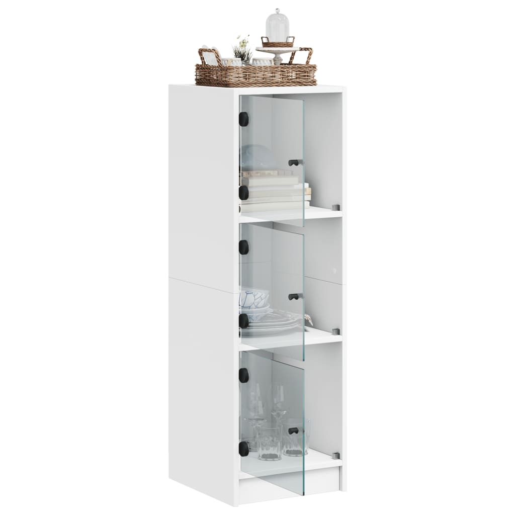 Buffet avec portes en verre blanc 35x37x109 cm