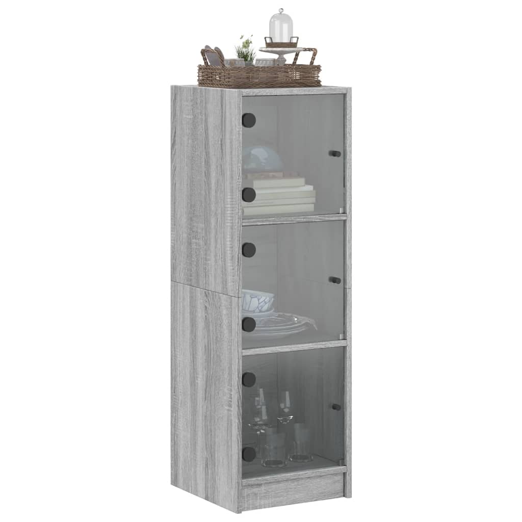 Buffet avec portes en verre sonoma gris 35x37x109 cm