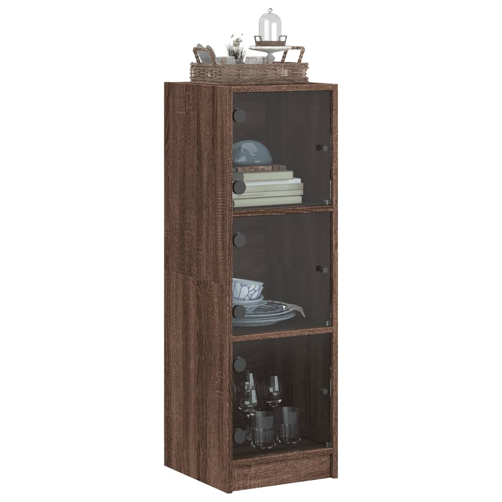 Buffet avec portes en verre chêne marron 35x37x109 cm