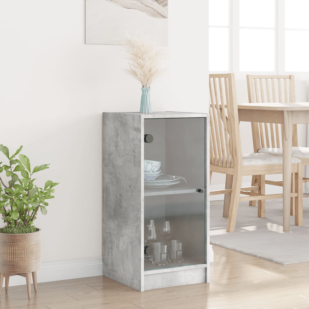 Side cabinet with concrete gray glass doors 35x37x75.5 cm